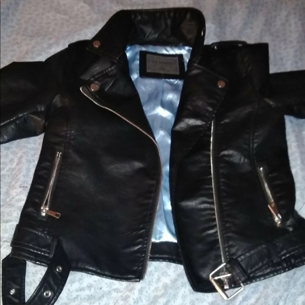 Women’s Black leather motorcycle jacket